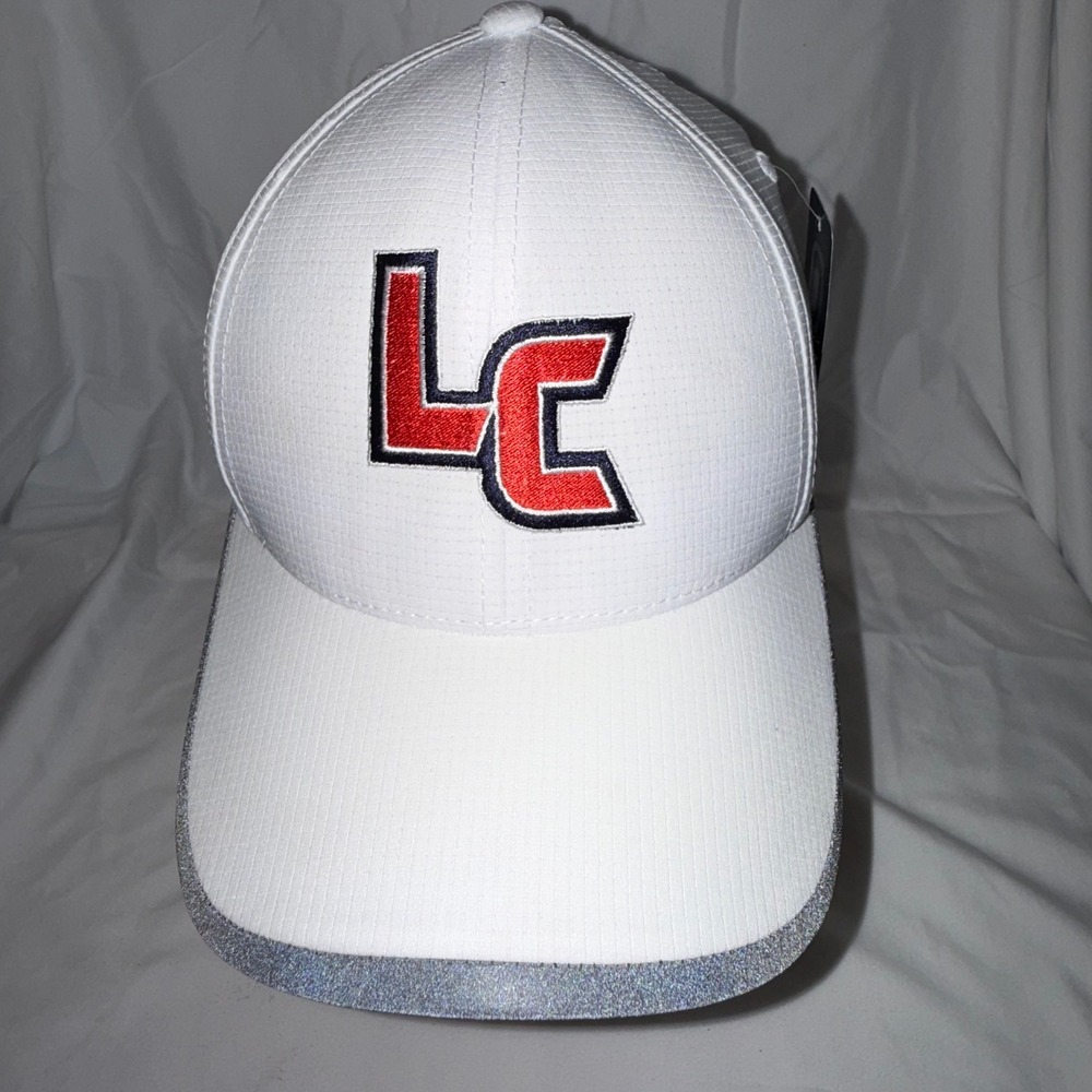 OGIO Mens White LC Logo Performance Baseball Cap Reflective Trim Adjustable Hat